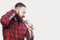 Young man singing with a microphone Royalty Free Stock Photo