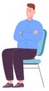 Young man sitting on chair. Bored guy waiting Royalty Free Stock Photo