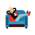 Young man sitting and resting in a chair Illustration Royalty Free Stock Photo