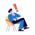 Young man sitting and showing eureka gesture. The teenager has an idea. Vector illustration in the flat cartoon style. Royalty Free Stock Photo
