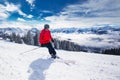 Young man skiing in Kitzbuehel ski resort, Tyrol, Austria