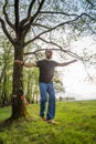 Young man slacklining Royalty Free Stock Photo