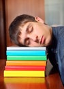 Young Man sleep on the Books Royalty Free Stock Photo