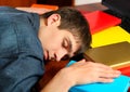 Young Man sleep on the Books Royalty Free Stock Photo