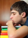 Young Man sleep on the Books Royalty Free Stock Photo