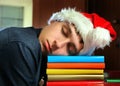 Young Man sleep on the Books Royalty Free Stock Photo