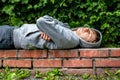 Young Man sleep outdoor Royalty Free Stock Photo