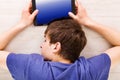 Young Man sleep with a Tablet Royalty Free Stock Photo