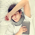Young Man sleep with Tablet Royalty Free Stock Photo