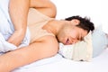 Young man sleeping in bed Royalty Free Stock Photo