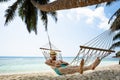 Young Man Sleeping On Hammock At Beach Royalty Free Stock Photo