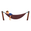 Young man sleeping peacefully in hammock relaxing outdoors Royalty Free Stock Photo