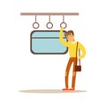 Young man sleeping in the train vector Illustration Royalty Free Stock Photo