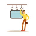 Young man sleeping in the train vector Illustration Royalty Free Stock Photo
