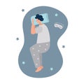 Young man sleeps on side. Vector illustration Royalty Free Stock Photo