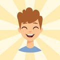 Young man smiling person caucasian attractive portrait cheerful male character vector illustration.