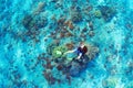 Young man in snorkelling mask dive underwater Royalty Free Stock Photo