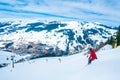 Young man snowboarding in the Austrian Alps Royalty Free Stock Photo