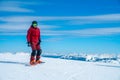 Young man snowboarding in the Austrian Alps Royalty Free Stock Photo