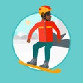 Young man snowboarding vector illustration. Royalty Free Stock Photo