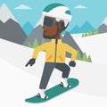 Young man snowboarding vector illustration. Royalty Free Stock Photo