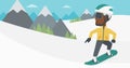 Young man snowboarding vector illustration. Royalty Free Stock Photo