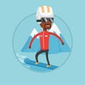 Young man snowboarding vector illustration. Royalty Free Stock Photo