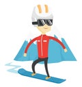 Young man snowboarding vector illustration. Royalty Free Stock Photo