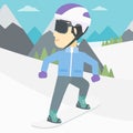 Young man snowboarding vector illustration. Royalty Free Stock Photo