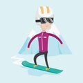 Young man snowboarding vector illustration. Royalty Free Stock Photo