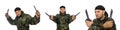 The young man in soldier uniform holding knife Royalty Free Stock Photo