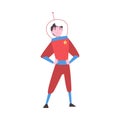 Young Man in Space Suit Festival Costume, Masquerade Ball, Person Taking Part at Carnival Party or Holiday Celebration