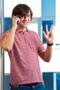 Young man speaking on cellphone