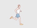 young man in sport running Exercising jogging workout simple korean style illustration