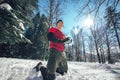 Young man in sporty wear alone doing exercise before running Royalty Free Stock Photo