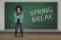 Young man with spring break word