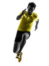 Young man sprinter runner running silhouette Royalty Free Stock Photo