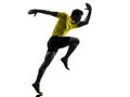 Young man sprinter runner running silhouette Royalty Free Stock Photo