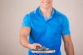 Young man squash player exercise game in the gym Royalty Free Stock Photo