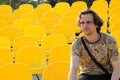 Young man at stadium Royalty Free Stock Photo