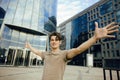 Young man stand in front of modern business building Royalty Free Stock Photo