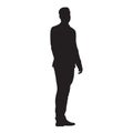 Young man standing in jacket, vector silhouette