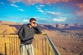 Young man standing on viewpoint at Masada. Israel Royalty Free Stock Photo