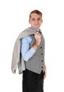 Young man standing whit his jacket over shoulder Royalty Free Stock Photo