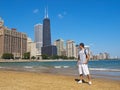 Young man staring at the Chicago Skyline Royalty Free Stock Photo