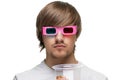 Young man in stereo glasses Royalty Free Stock Photo