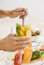 Refreshing homemade drink and natural ice pops Royalty Free Stock Photo
