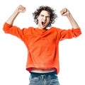 Young man strong screaming happy portrait Royalty Free Stock Photo