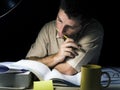 Young Man Studying at Night Royalty Free Stock Photo