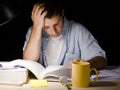 Young Man Studying at Night Royalty Free Stock Photo